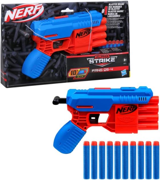 HASBRO – NERF – Alpha Strike Fang QS4 – Pistola con Munizioni…x6